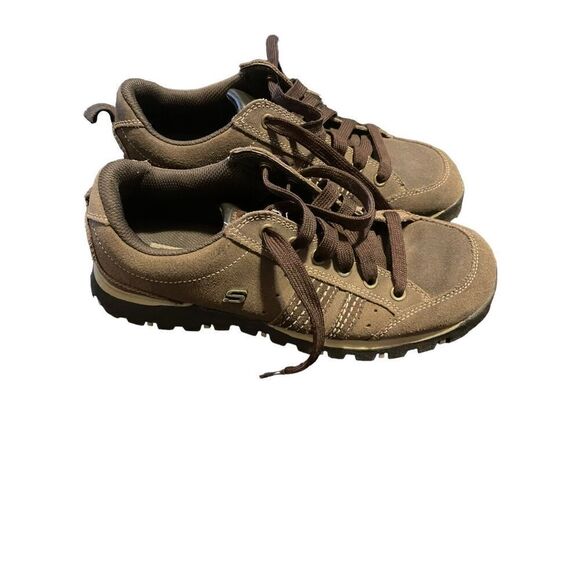 Skechers Womens Brown Lace Up Round Toe Suede Leather Upper Sneakers Size 8 - Picture 1 of 10